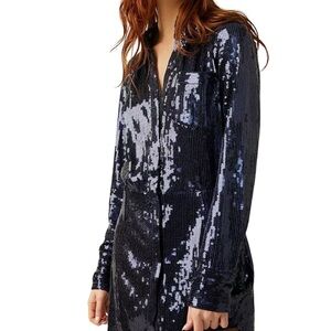 ❤️Free People Sophie Sequin Mini Dress Size M‎ color: Midnight blue